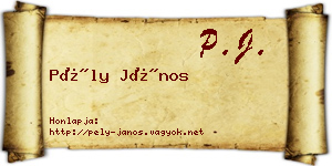 Pély János névjegykártya